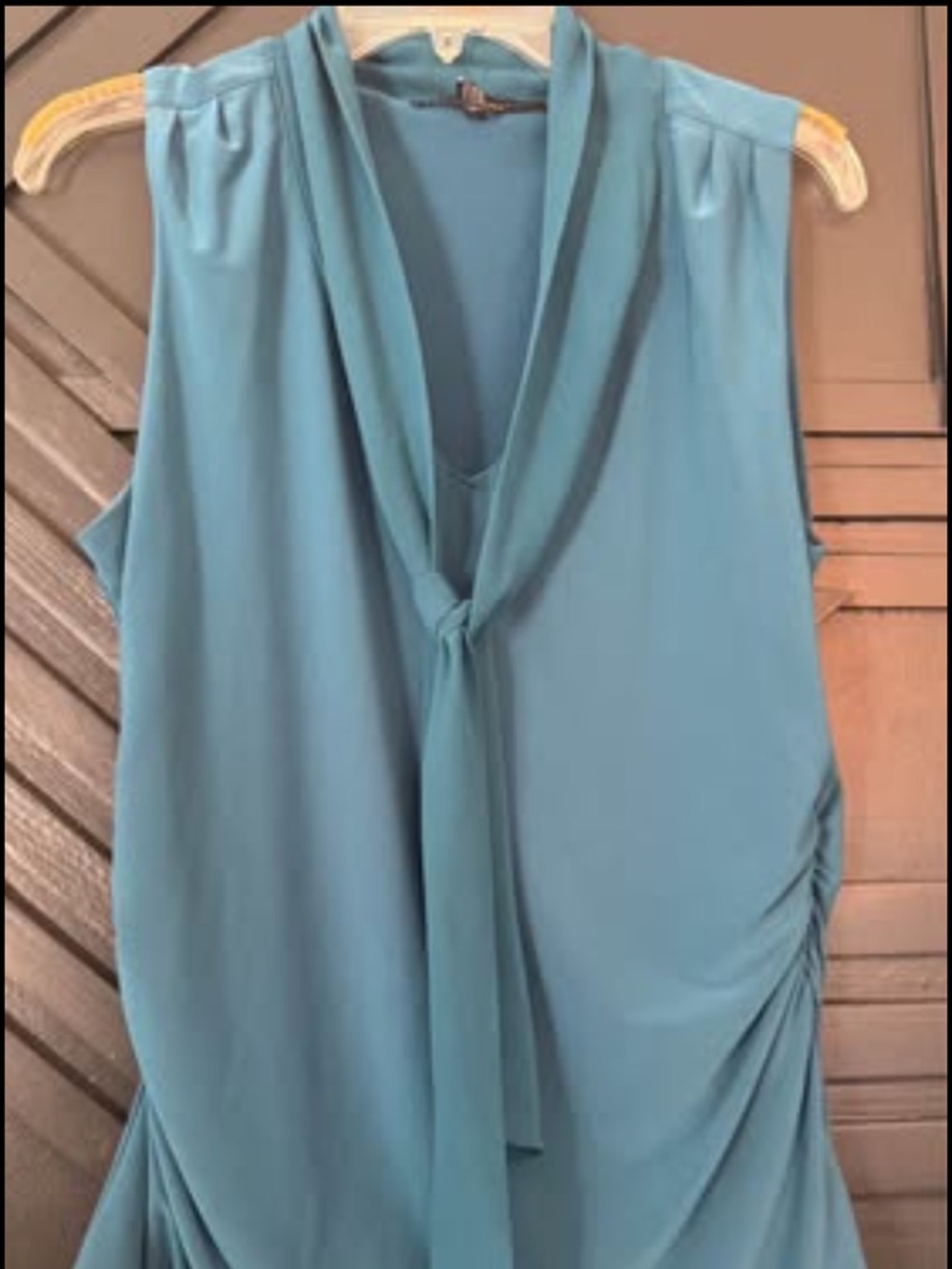 White House Black Market Teal Tie-Neck Sleeveless Blouse